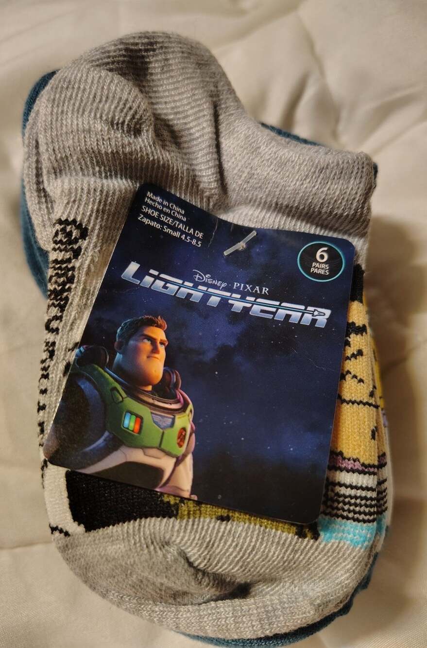 New kids socks Centric Brands Lightyear 6PK Socks Size 4.5-8.5 Pale Grey Heather